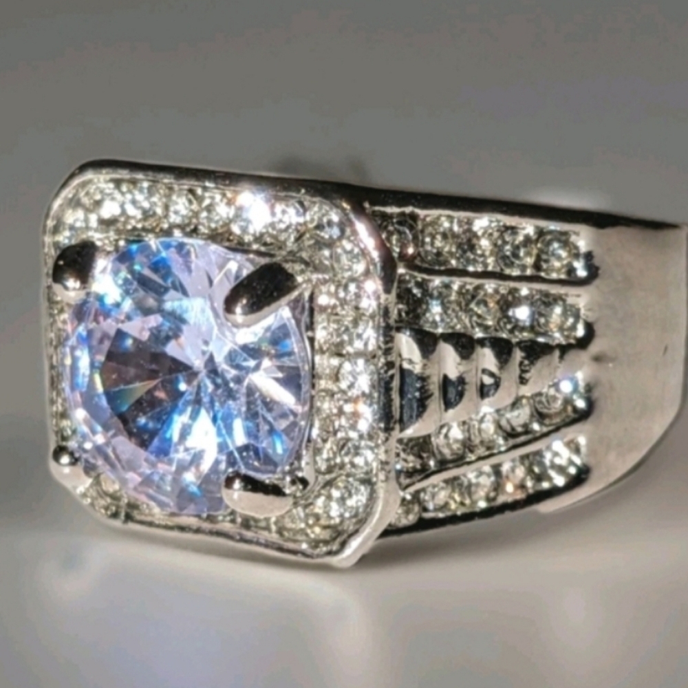 Classic Mens Dazzling 3ct Round Cut Lab Created Diamond Engagement ring